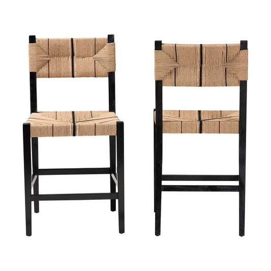 bali & pari - Prita Set of 2 Counter Stools in Brown/Black - CC-01-Wood/Black-CS view 2