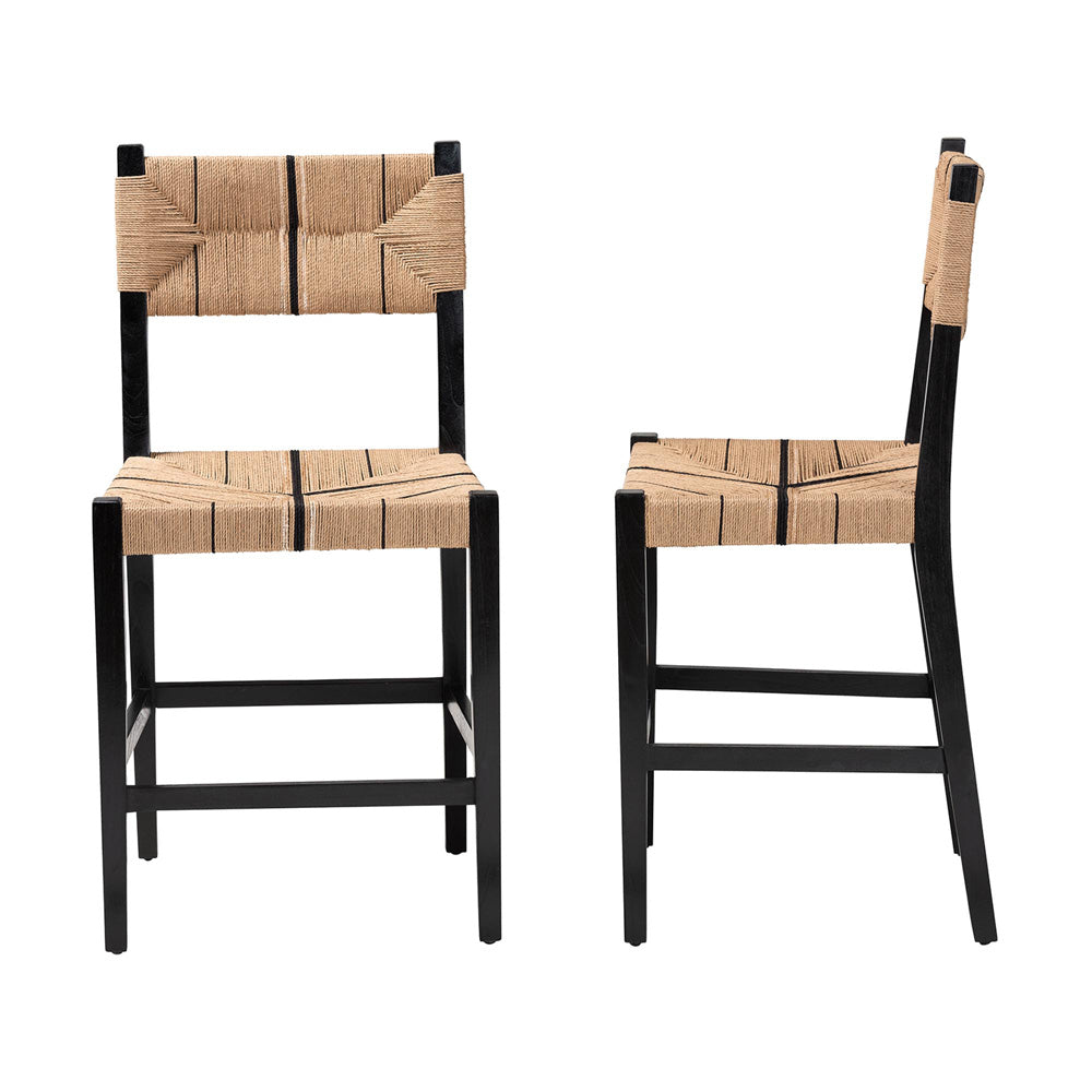 bali & pari - Prita Set of 2 Counter Stools in Brown/Black - CC-01-Wood/Black-CS view 3