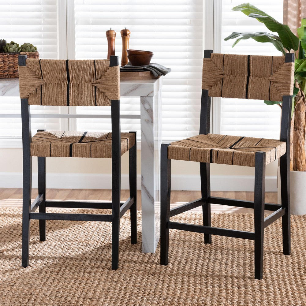 bali & pari - Prita Set of 2 Counter Stools in Brown/Black - CC-01-Wood/Black-CS view 7