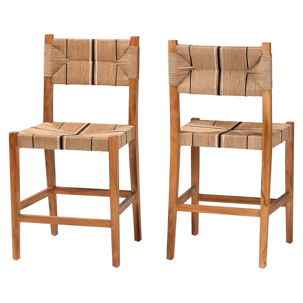 bali & pari - Prita Set of 2 Counter Stools in Brown/Natural Brown - CC-02-Wood/Brown-CS view 1