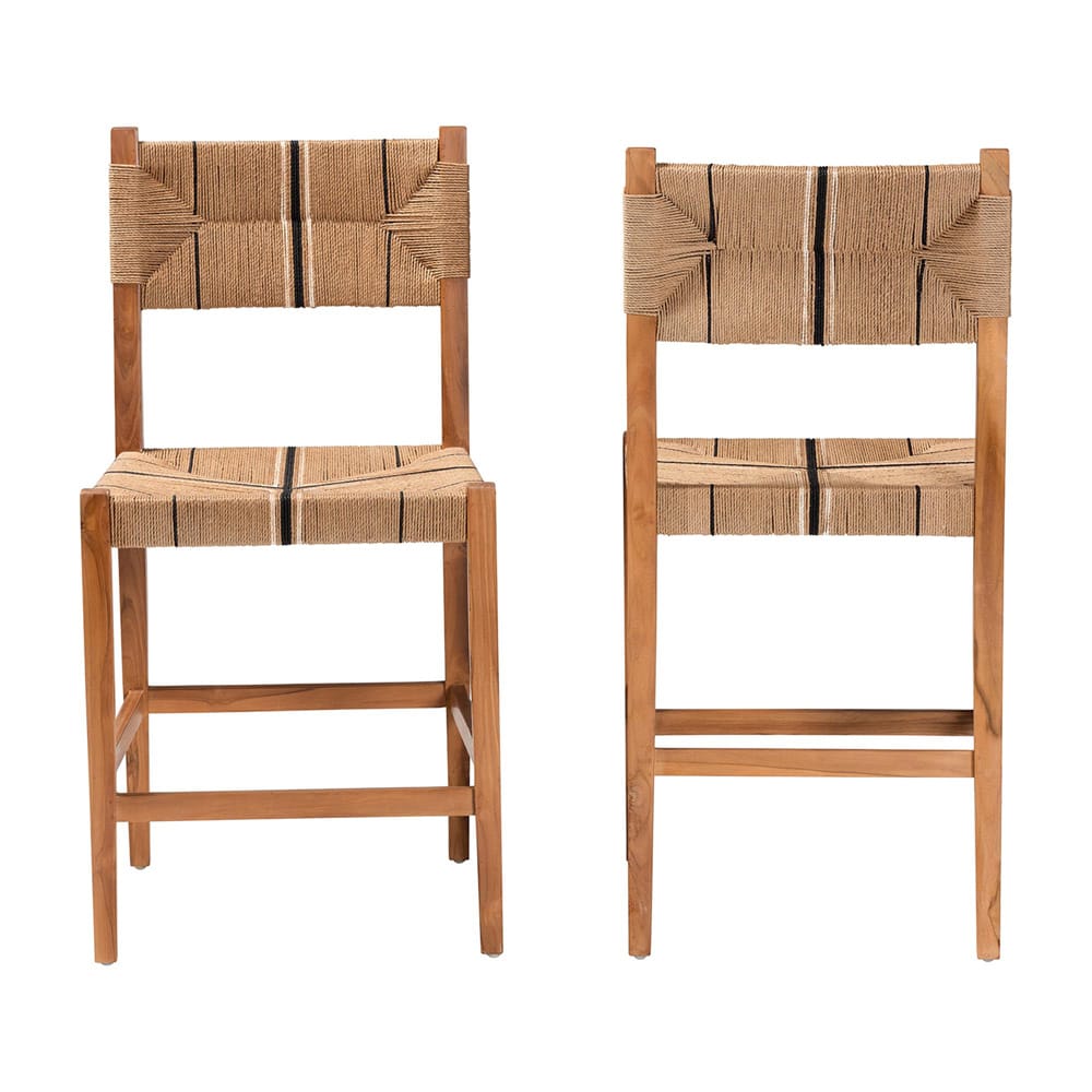 bali & pari - Prita Set of 2 Counter Stools in Brown/Natural Brown - CC-02-Wood/Brown-CS view 2