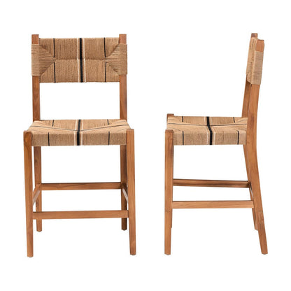 bali & pari - Prita Set of 2 Counter Stools in Brown/Natural Brown - CC-02-Wood/Brown-CS view 3