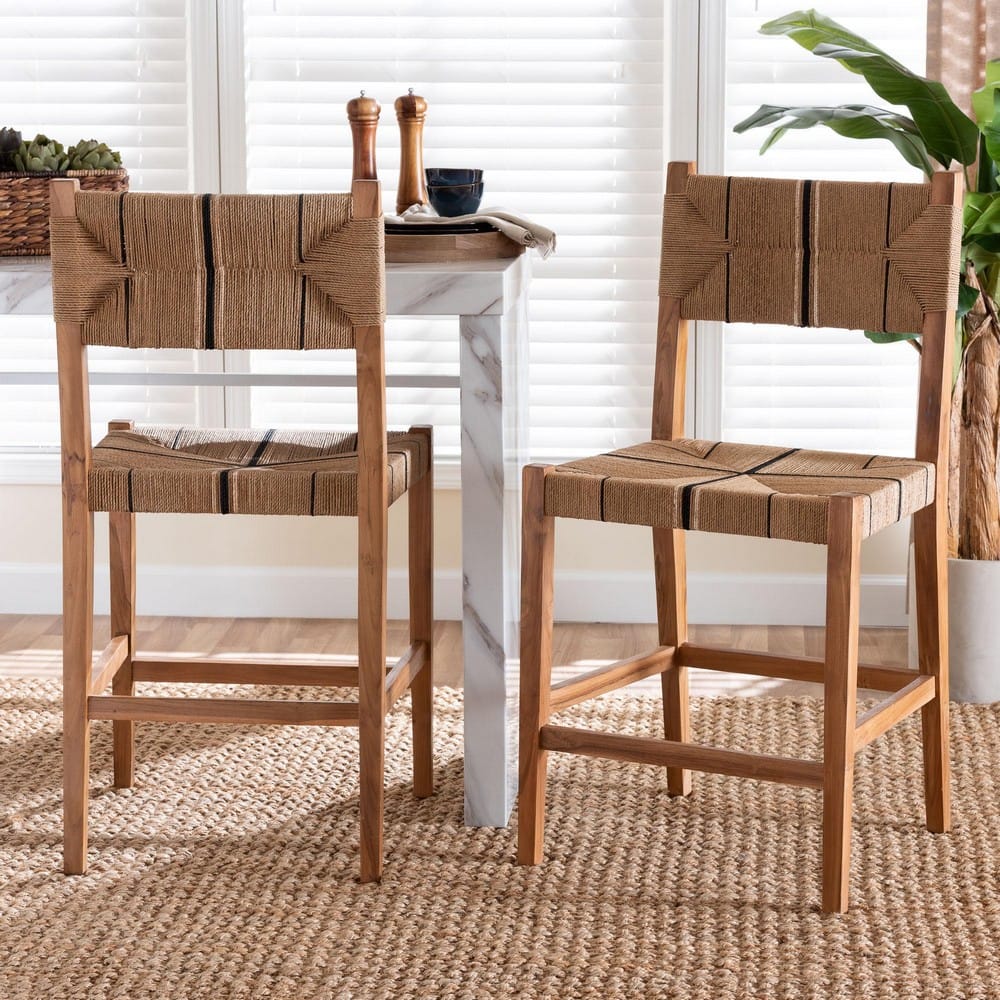 bali & pari - Prita Set of 2 Counter Stools in Brown/Natural Brown - CC-02-Wood/Brown-CS view 7