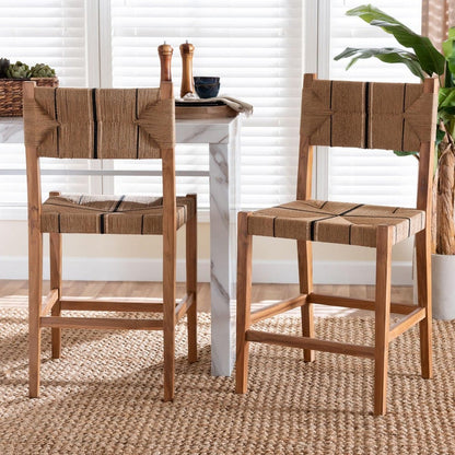 bali & pari - Prita Set of 2 Counter Stools in Brown/Natural Brown - CC-02-Wood/Brown-CS view 7