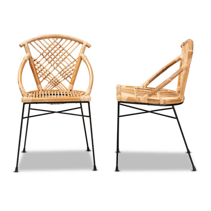 bali & pari - Pro Set of 2 Dining Chairs in Natural Brown/Black - Pro-Rattan/Black-DC view 3