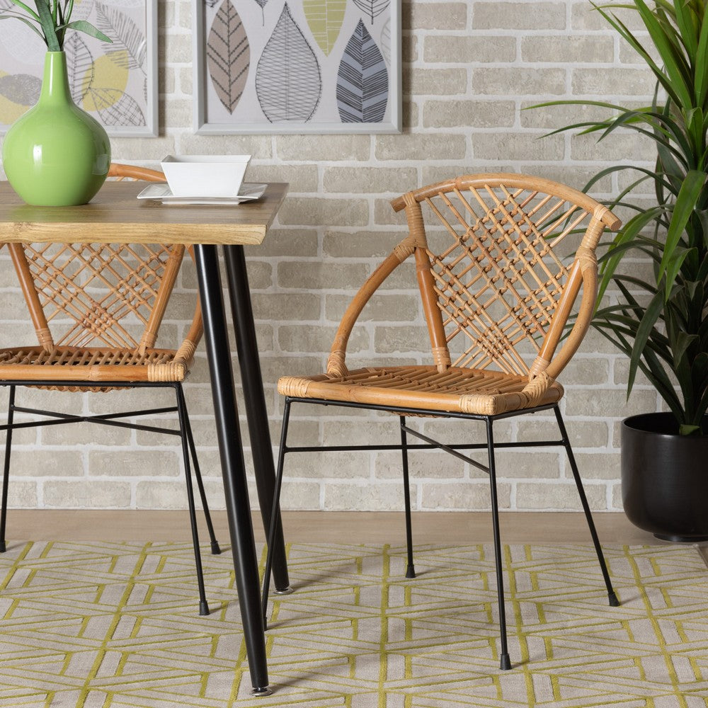 bali & pari - Pro Set of 2 Dining Chairs in Natural Brown/Black - Pro-Rattan/Black-DC view 7