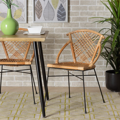 bali & pari - Pro Set of 2 Dining Chairs in Natural Brown/Black - Pro-Rattan/Black-DC view 7