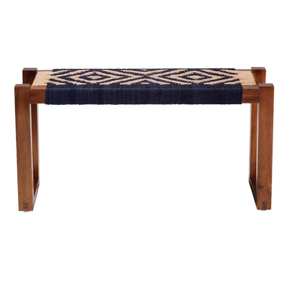 bali & pari - Prunella Bench in Navy Blue/Brown/Natural Brown - F232-FT23-Navy Blue/Brown Diamond Pattern-Bench view 2