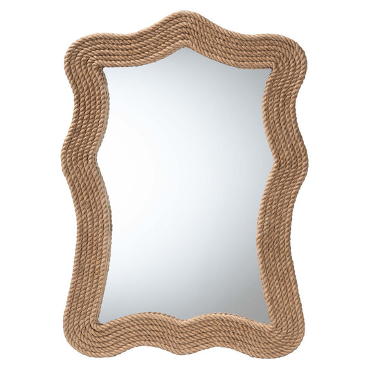 bali & pari - Quiana Mirror in Natural Brown  - WS116-Natural Rope Rattan Frame-Mirror view 1