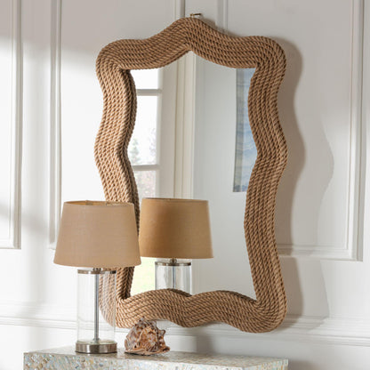 bali & pari - Quiana Mirror in Natural Brown  - WS116-Natural Rope Rattan Frame-Mirror view 3