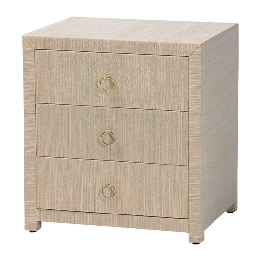 bali & pari - Quinn Nightstand in Natural/Gold - Quinn-Natural Woven Grasscloth-3DR-NS view 1