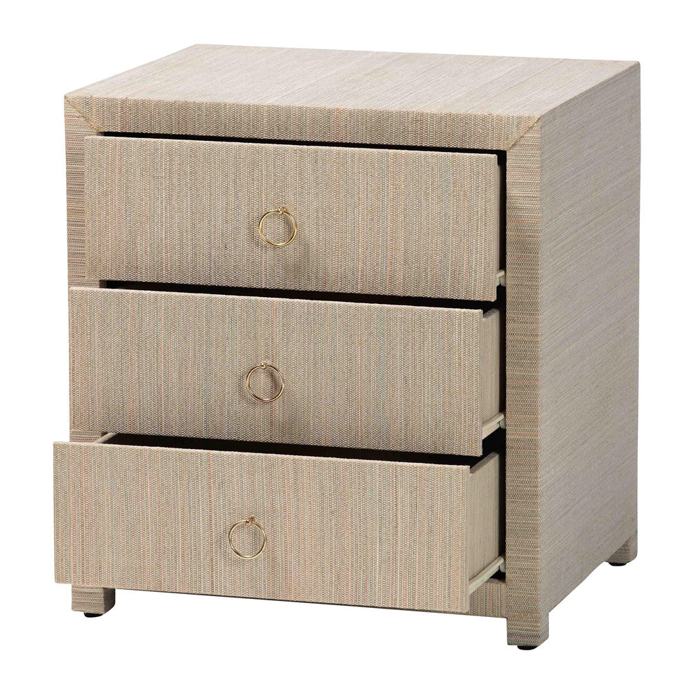 bali & pari - Quinn Nightstand in Natural/Gold - Quinn-Natural Woven Grasscloth-3DR-NS view 2