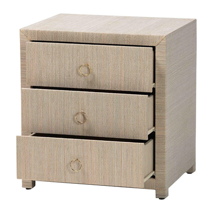 bali & pari - Quinn Nightstand in Natural/Gold - Quinn-Natural Woven Grasscloth-3DR-NS view 2