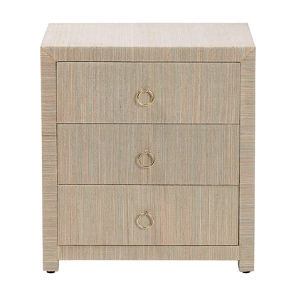 bali & pari - Quinn Nightstand in Natural/Gold - Quinn-Natural Woven Grasscloth-3DR-NS view 3