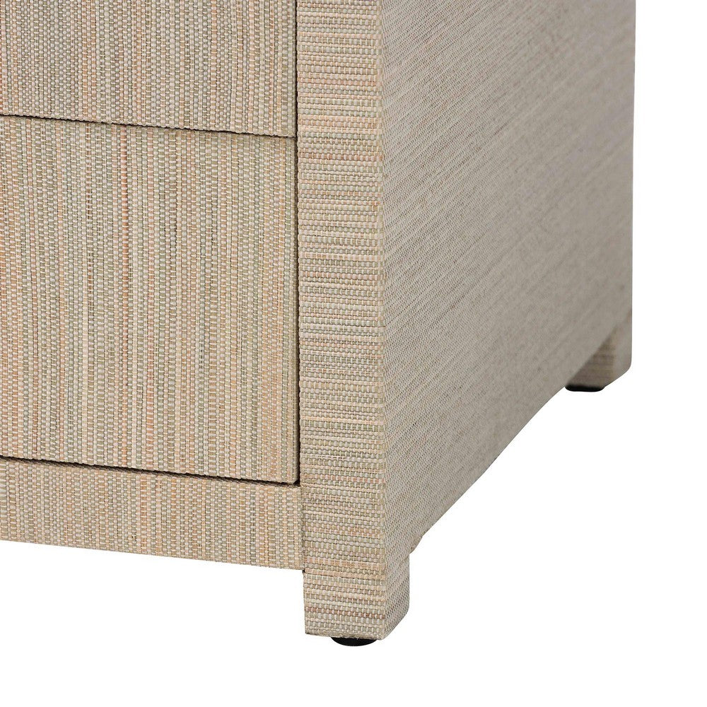 bali & pari - Quinn Nightstand in Natural/Gold - Quinn-Natural Woven Grasscloth-3DR-NS view 7