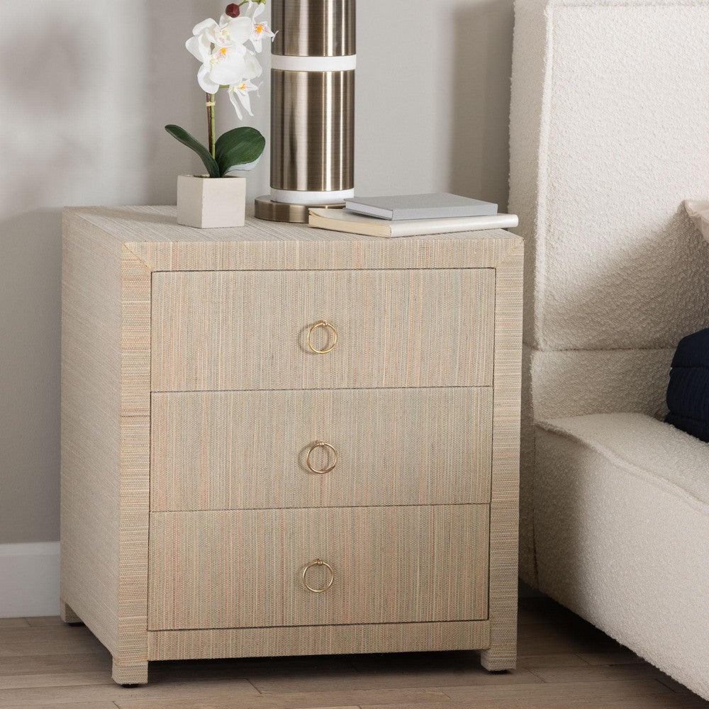 bali & pari - Quinn Nightstand in Natural/Gold - Quinn-Natural Woven Grasscloth-3DR-NS view 9