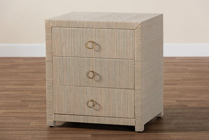 bali & pari - Quinn Nightstand in Natural/Gold - Quinn-Natural Woven Grasscloth-3DR-NS view 10