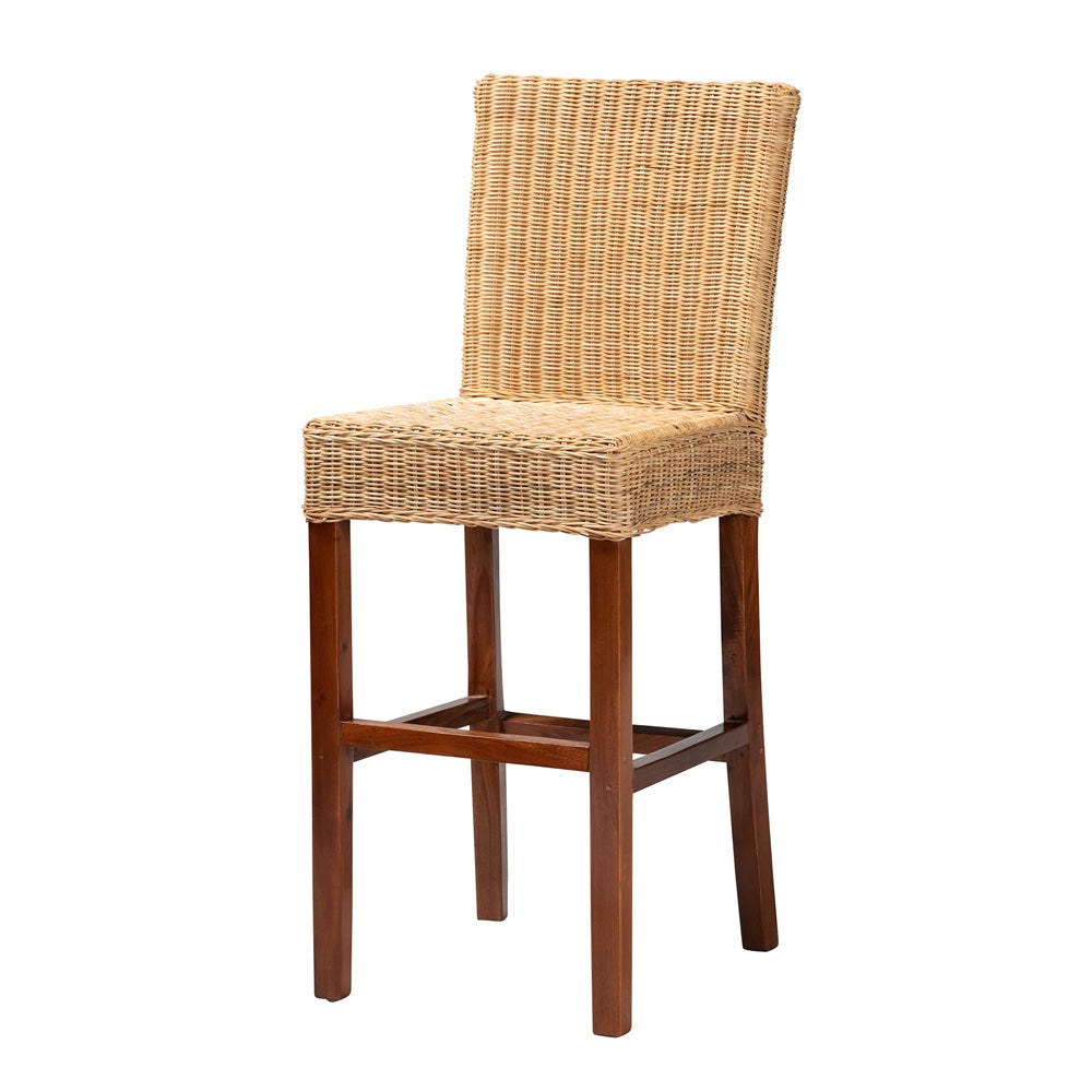 bali & pari - Racquel Bar Stool in Natural Brown/Walnut Brown - DC9003-Rattan-BS view 1