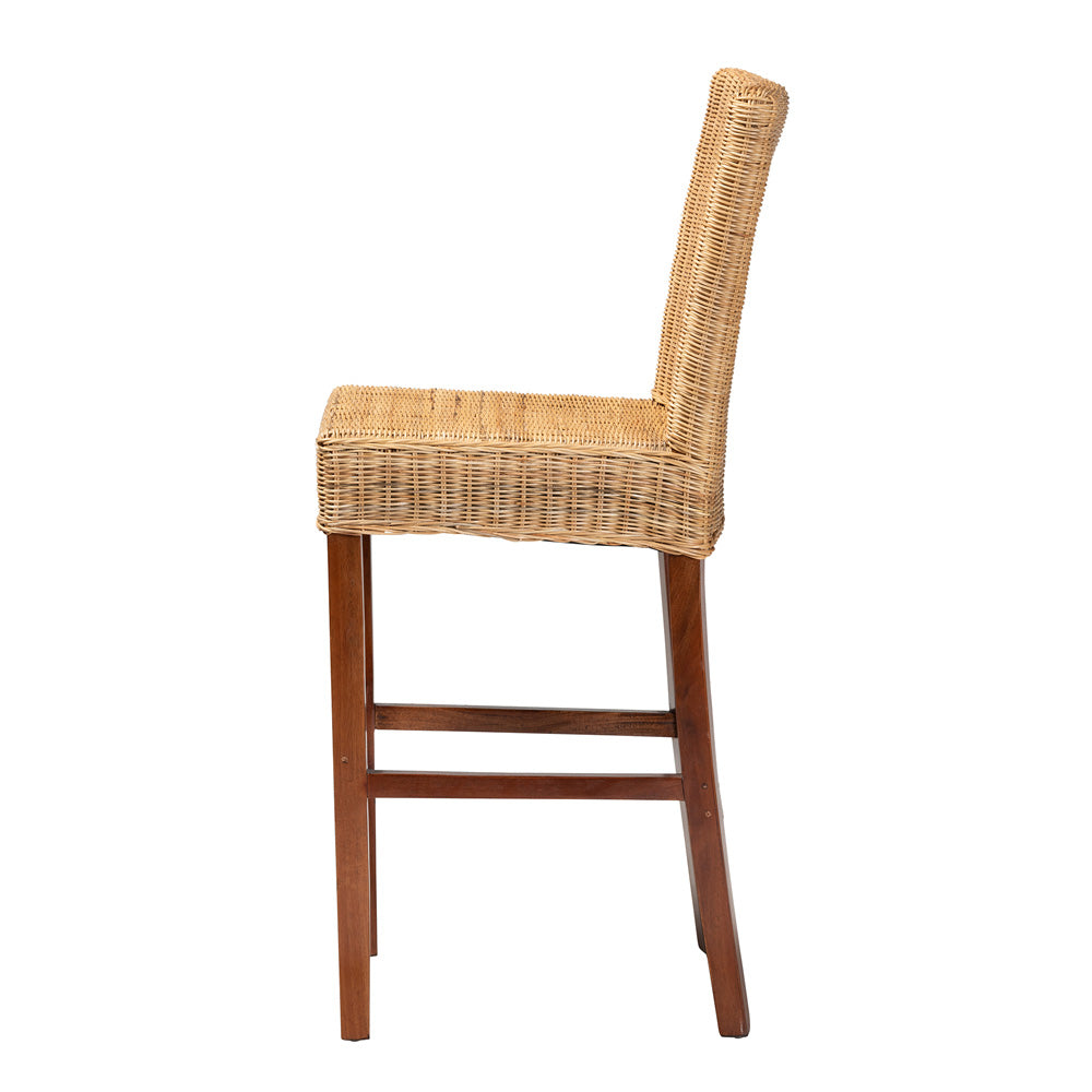 bali & pari - Racquel Bar Stool in Natural Brown/Walnut Brown - DC9003-Rattan-BS view 3