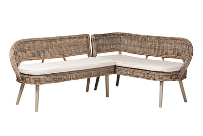 bali & pari - Raisa Dining Bench - Mona Kubu-Grey/Natural/Light Brown-2PC Bench Set view 1