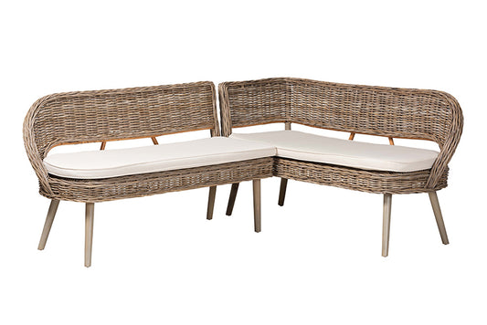 bali & pari - Raisa Dining Bench - Mona Kubu-Grey/Natural/Light Brown-2PC Bench Set view 1