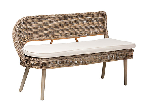 bali & pari - Raisa Dining Bench - Mona Kubu-Grey/Natural/Light Brown-2PC Bench Set view 2