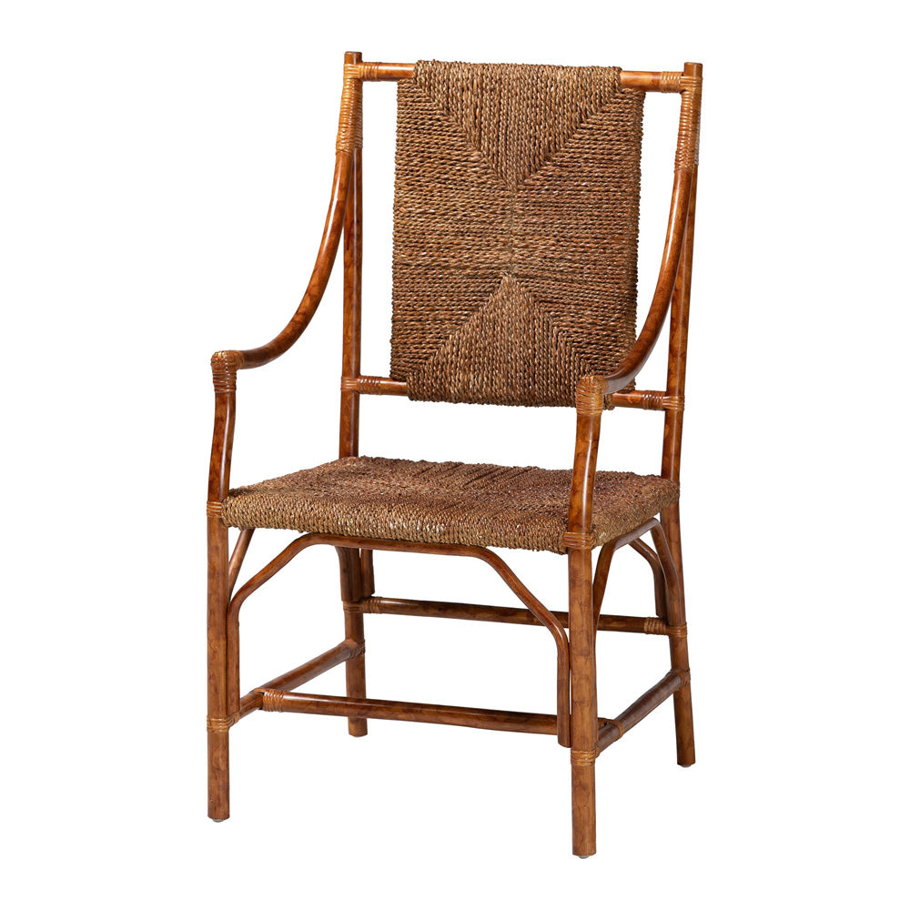 bali & pari - Ramos Arm Chair in Marbled Tortoise Brown/Natural Brown - WS203-Tortoise Rattan-CC view 1