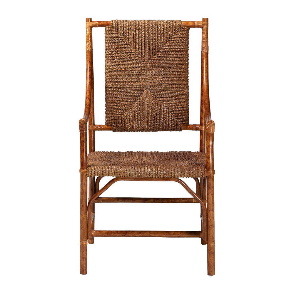 bali & pari - Ramos Arm Chair in Marbled Tortoise Brown/Natural Brown - WS203-Tortoise Rattan-CC view 2