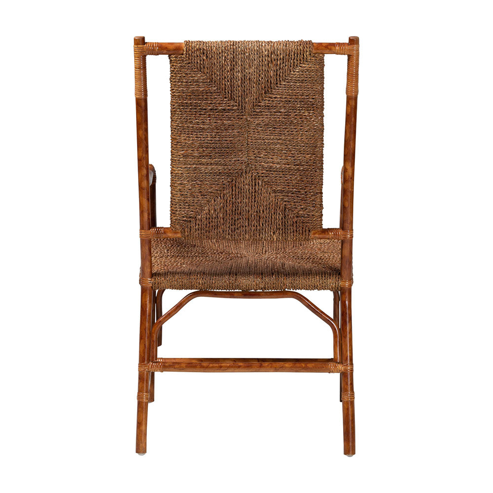 bali & pari - Ramos Arm Chair in Marbled Tortoise Brown/Natural Brown - WS203-Tortoise Rattan-CC view 4