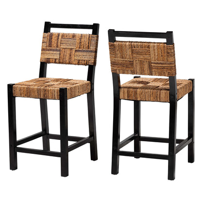 bali & pari - Raniya Set of 2 Counter Stools in Natural Brown/Black - Luanda-Type C-Black Wood/Natural-CS-KD Box view 1
