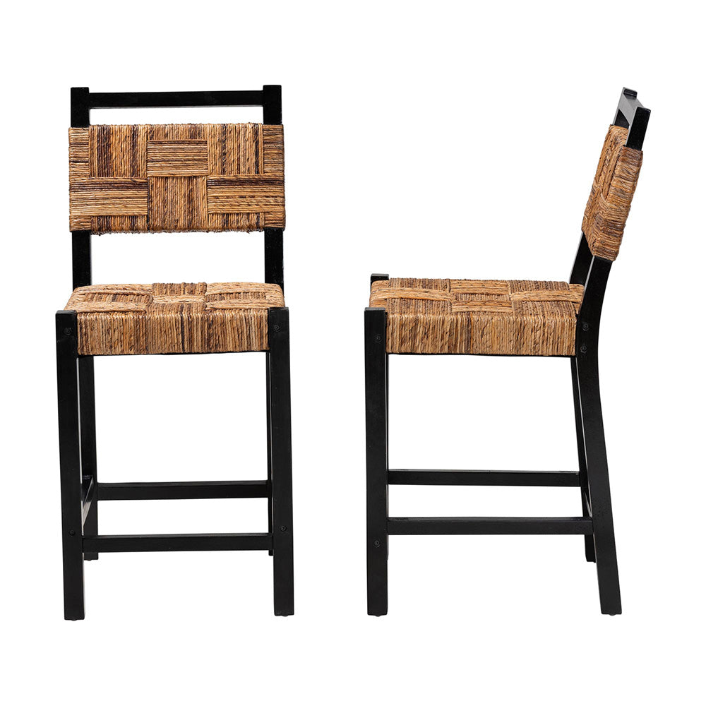 bali & pari - Raniya Set of 2 Counter Stools in Natural Brown/Black - Luanda-Type C-Black Wood/Natural-CS-KD Box view 3