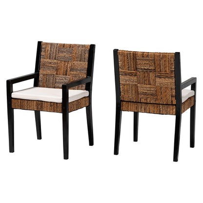 bali & pari - Raniya Set of 2 Dining Chairs in Natural Brown/Black - Cabra-Blk Wood/Nat Seagrass-Cushion-AC-KD Box view 1