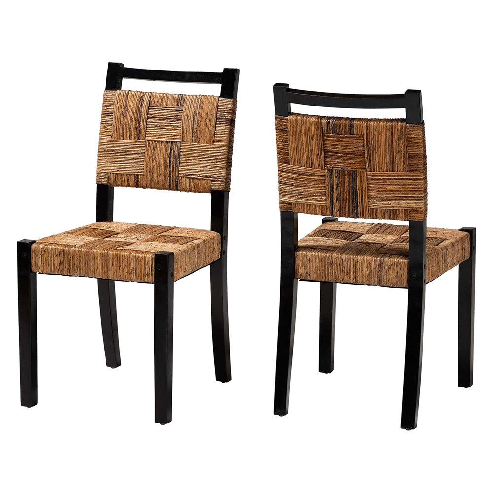 bali & pari - Raniya Set of 2 Dining Chairs in Natural Brown/Black - Cordoba-Type C-Black Wood/Natural Weave-DC-KD Box view 1