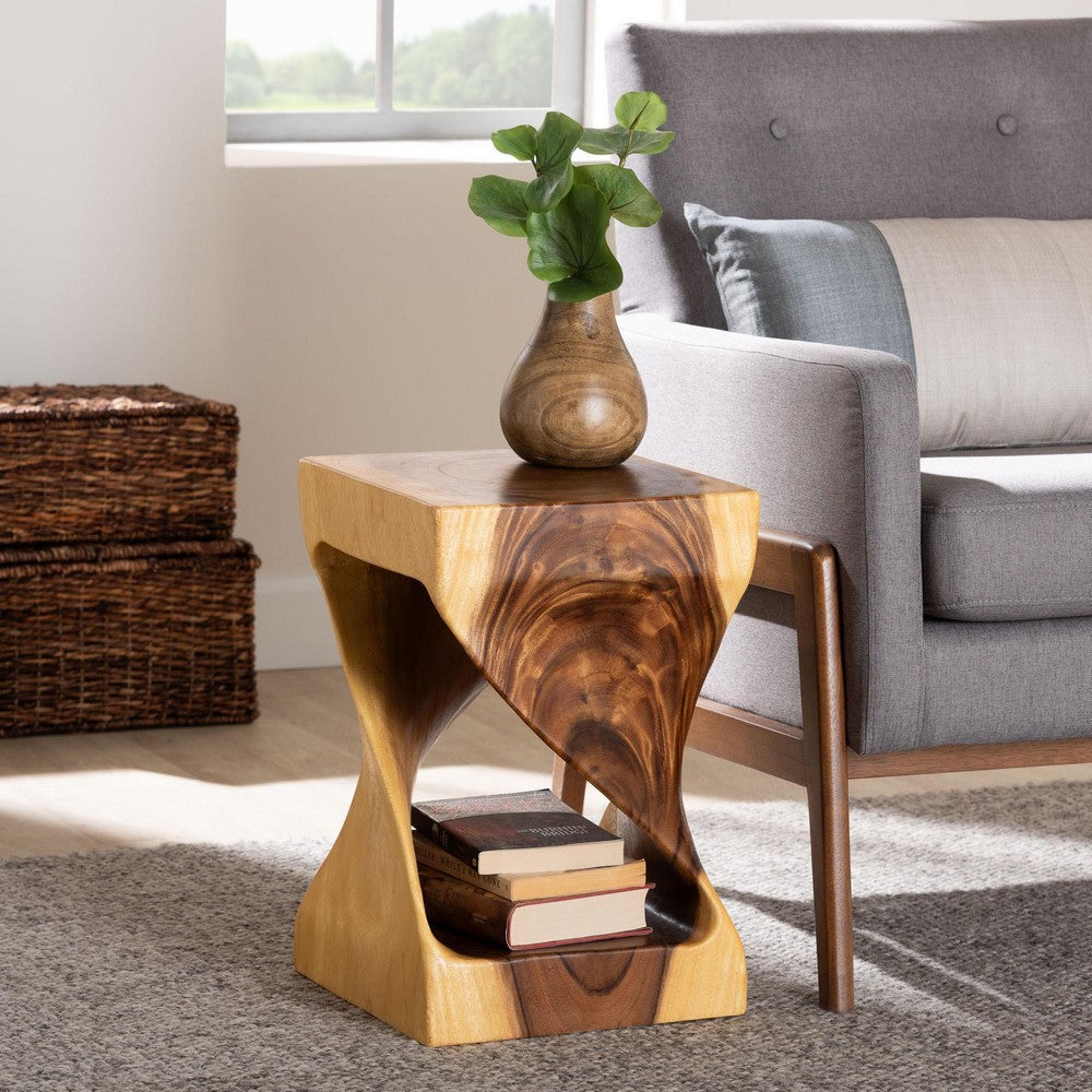 bali & pari - Rapha End Table in Natural Brown - Suar S/T 011-Natural-Side Table view 8