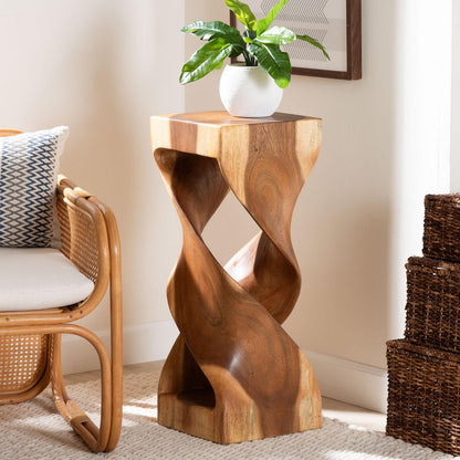 bali & pari - Rapha End Table in Natural Brown - Suar S/T 012-Natural-Side Table view 6