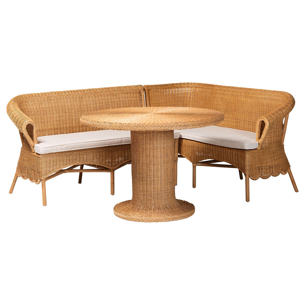 bali & pari - Rashtin Dining Set in Light Honey - Tamara/Braided-3PC Dining Set view 1