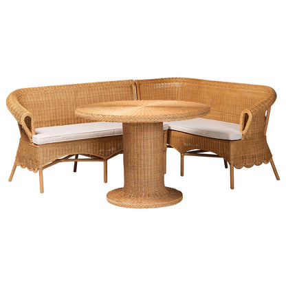 bali & pari - Rashtin Dining Set in Light Honey - Tamara/Braided-3PC Dining Set view 1