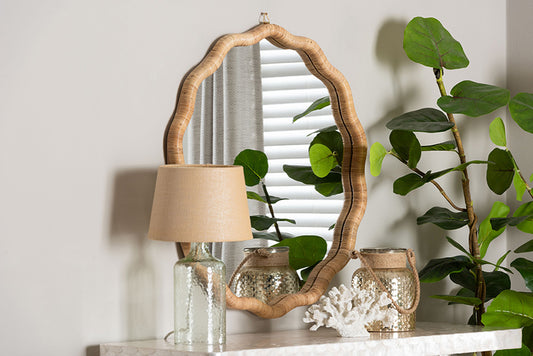bali & pari - Rasida Mirror - WS265-Light Honey Rattan-Boxed-Mirror view 2
