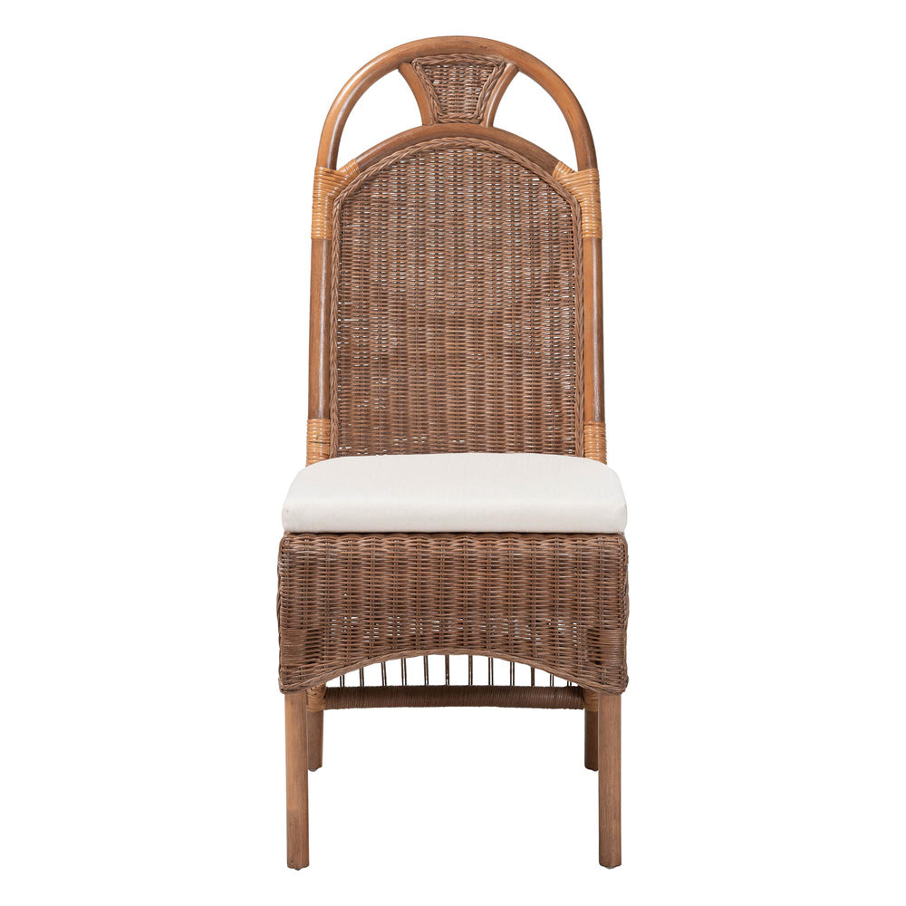 bali & pari  - Raya Dining Chair in Brown - Raya-Light Brown Rattan-Cushion-DC view 2