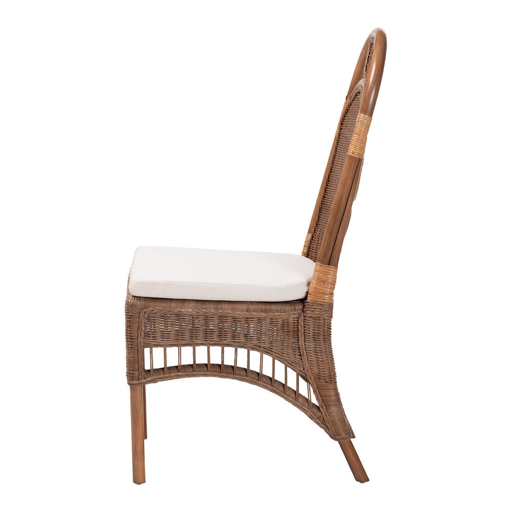 bali & pari  - Raya Dining Chair in Brown - Raya-Light Brown Rattan-Cushion-DC view 3