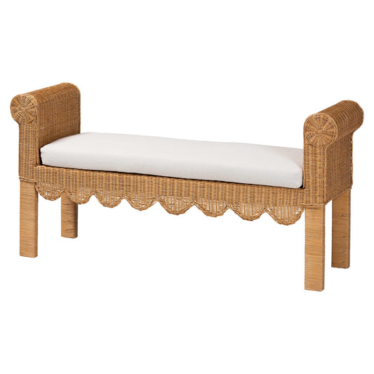 bali & pari - Reiko Bench in Light Honey - Palm Short-Open-Natural Rattan-Bench view 1