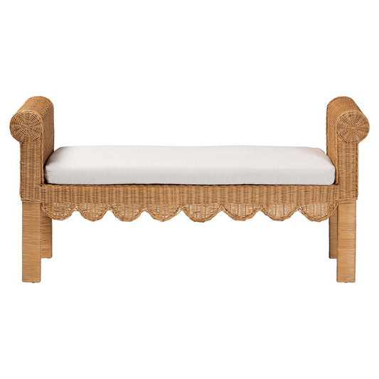 bali & pari - Reiko Bench in Light Honey - Palm Short-Open-Natural Rattan-Bench view 2