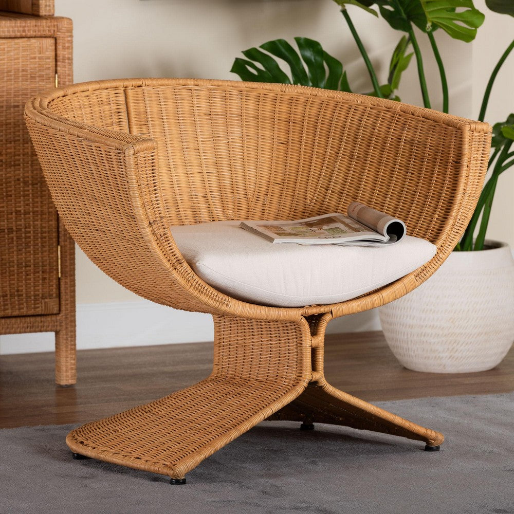 bali & pari  - Reya Chair in Light Honey - Palm Tulip-Light Honey/Rattan-Cushioned-AC view 7