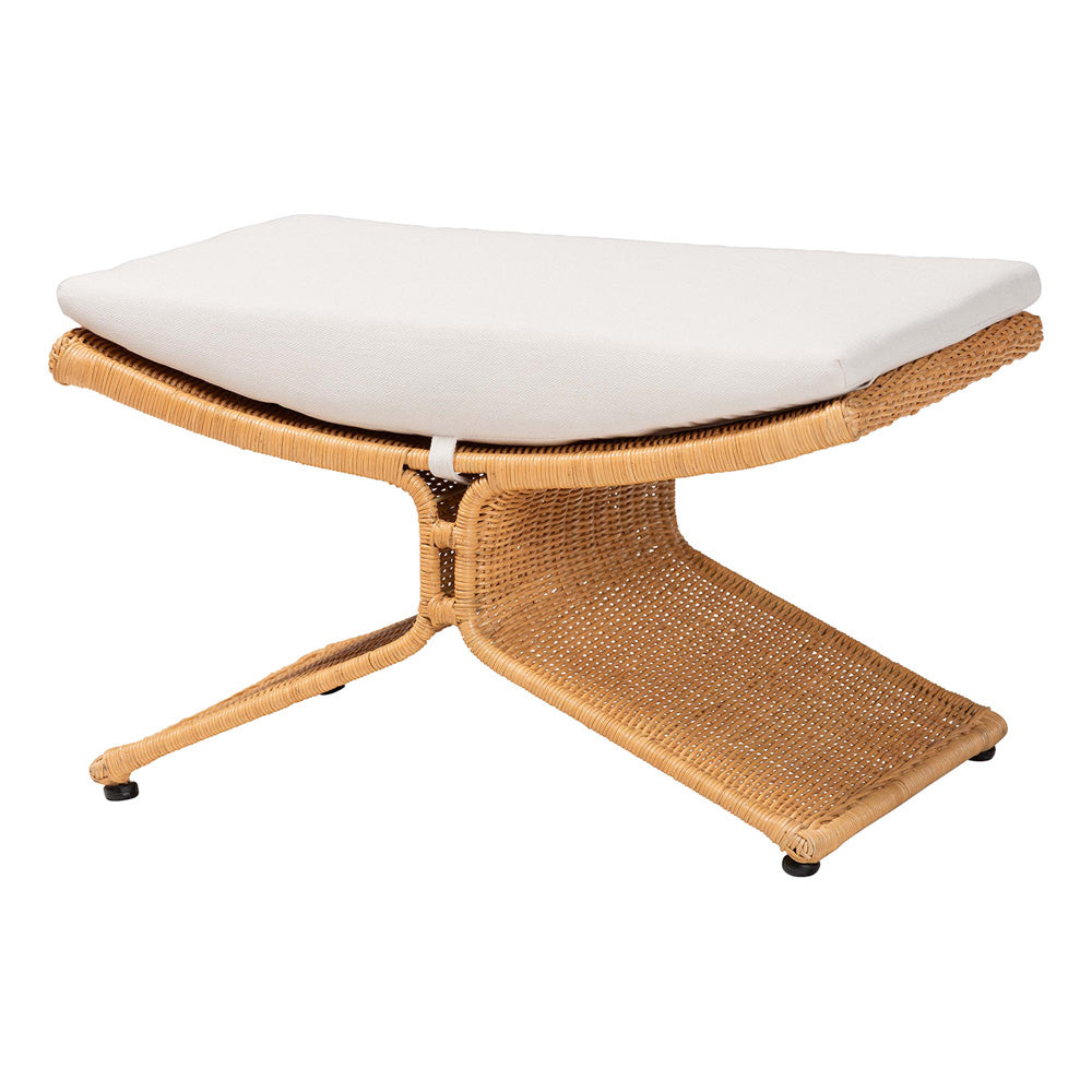 bali & pari  - Reya Footstool in Light Honey - Palm-Light Honey/Rattan-Cushioned-Footstool view 1