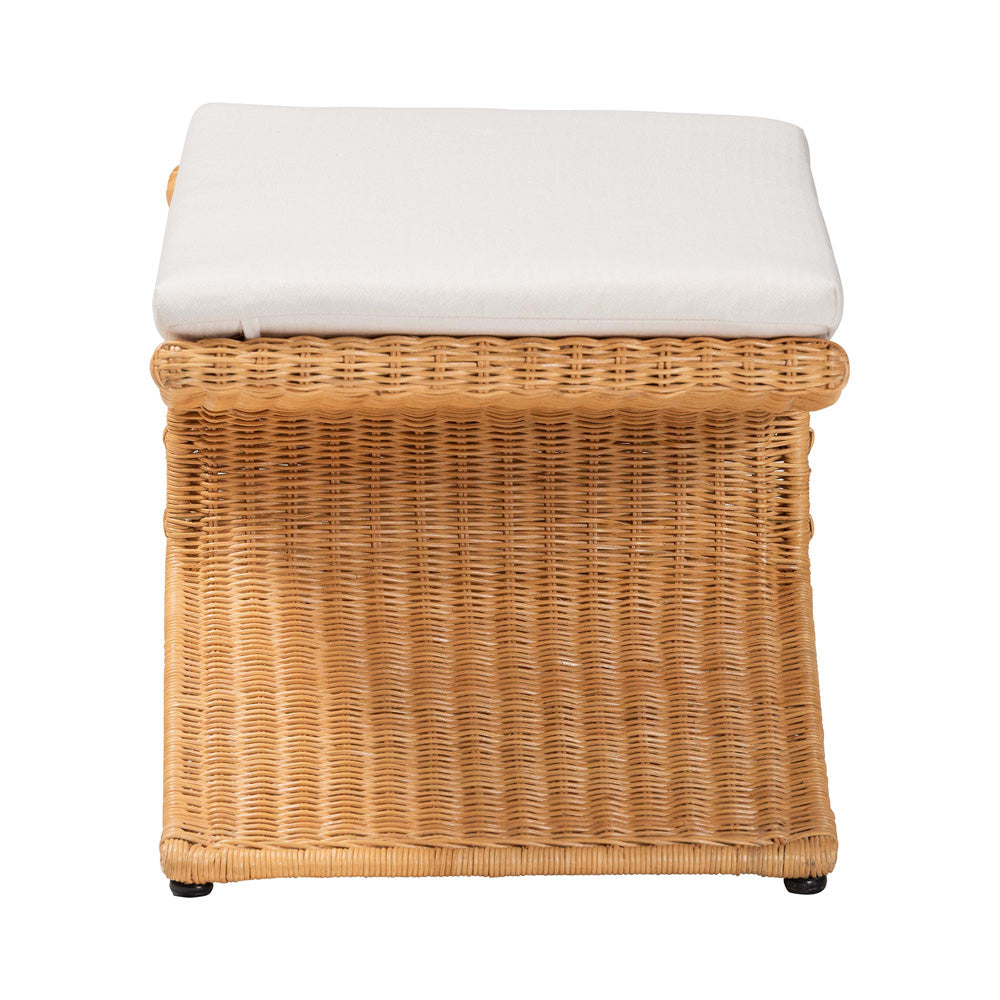 bali & pari  - Reya Footstool in Light Honey - Palm-Light Honey/Rattan-Cushioned-Footstool view 3