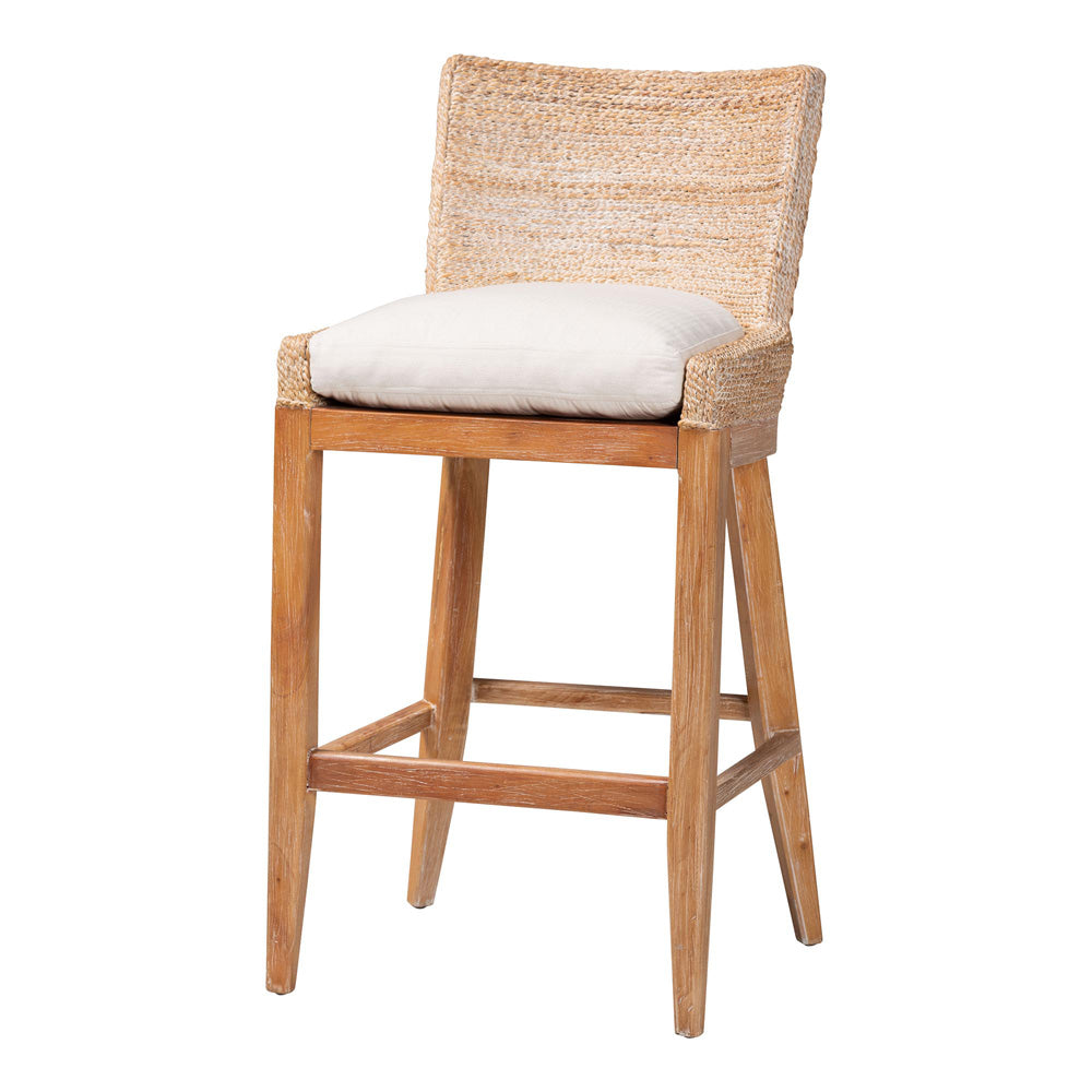 bali & pari  - Ridley Bar Stool in White Wash - MD-39835 Ridley-White Wash-Cushion-BS view 1
