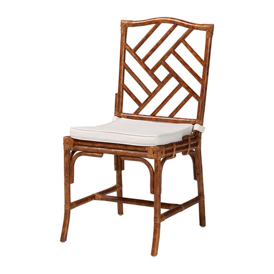 bali & pari - Rio Dining Chair in Marbled Tortoise Brown - Rio-Tortoise-Rattan-Cushion-DC view 1