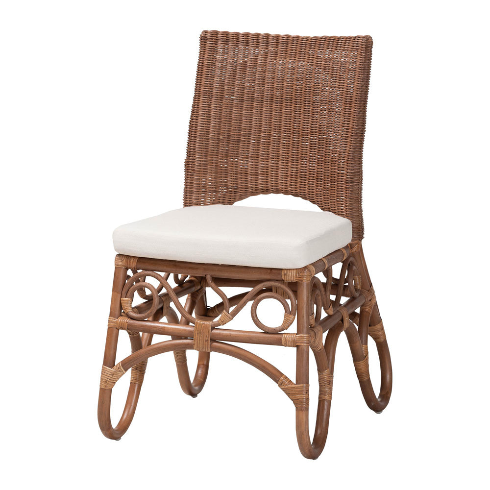 bali & pari  - Rivan Dining Chair in Brown - Rivan-Light Brown Rattan-Cushion-DC view 1