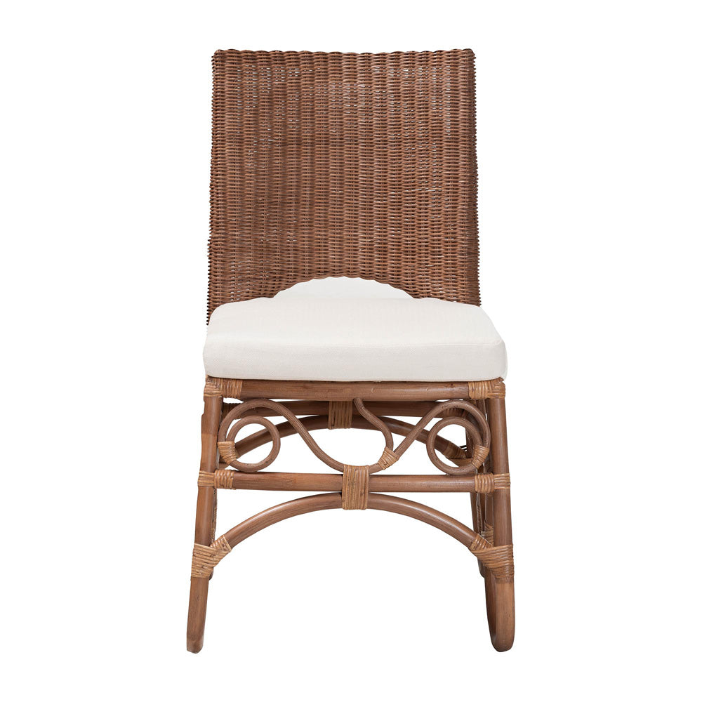 bali & pari  - Rivan Dining Chair in Brown - Rivan-Light Brown Rattan-Cushion-DC view 2