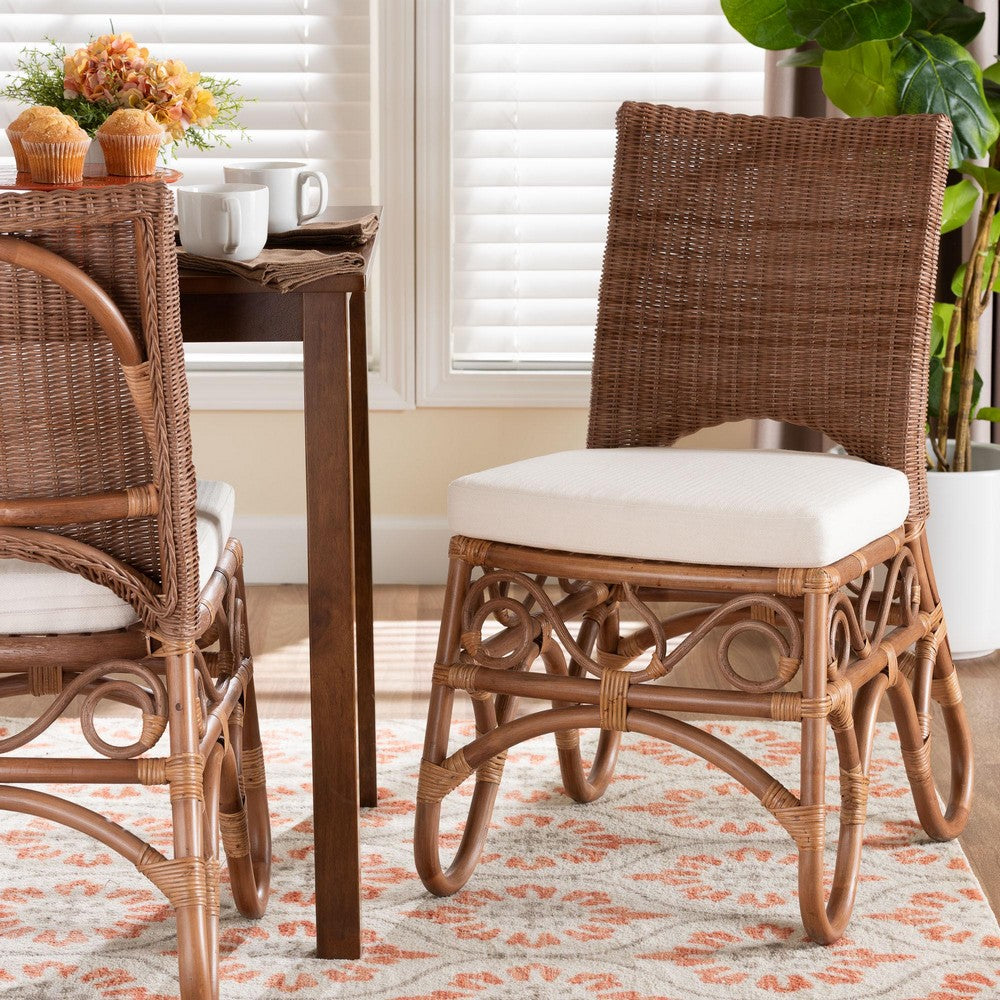 bali & pari  - Rivan Dining Chair in Brown - Rivan-Light Brown Rattan-Cushion-DC view 8